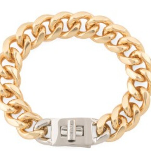 REBECCA MINKOFF Dual Tone Chunky Chain Turnlock Bracelet in Silver/Gold - Picture 5 of 5